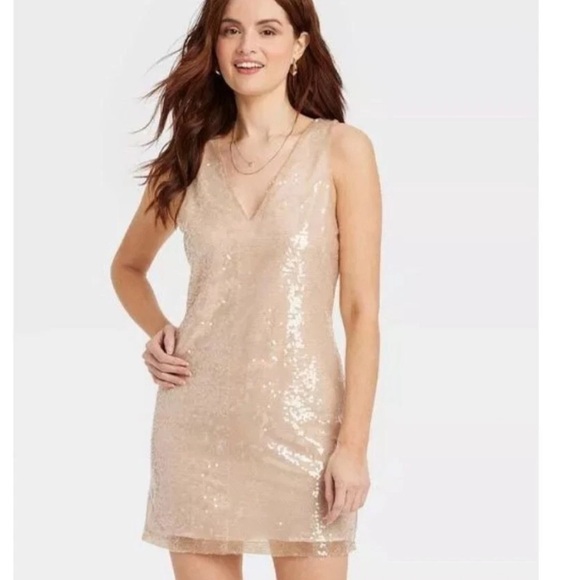 a new day Dresses & Skirts - NWT A New Day sleeveless V-neck mini sequin dress